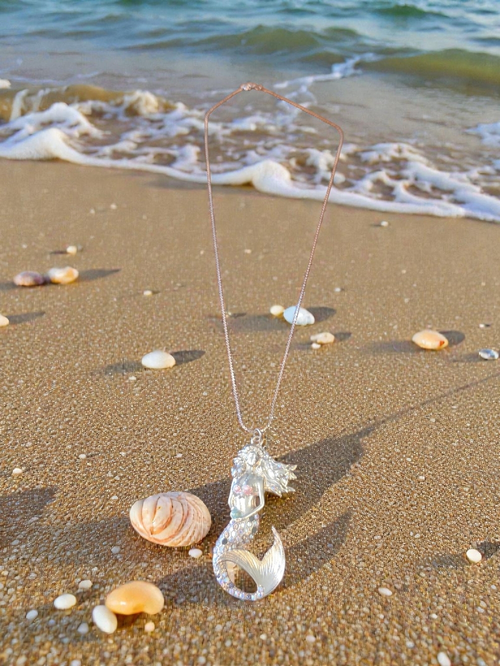 Silver Mermaid Pendant Necklace - Elegant Ocean-Inspired Jewelry
